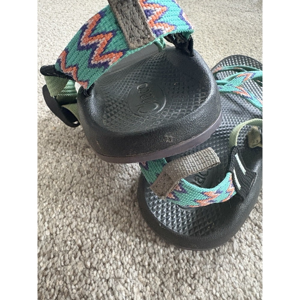 CHACO ZX1 Ecotread Classic Sandals Mint Leaf Green Purple Youth Girl Sz 5 Hiking - Picture 2 of 4
